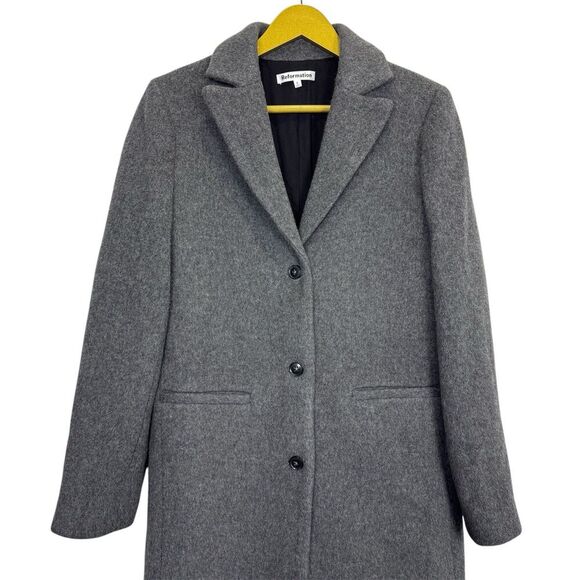 NWOT Reformation Wayne Coat Size Small Gray Wool Blend Long Line Single Breasted - Picture 7 of 11